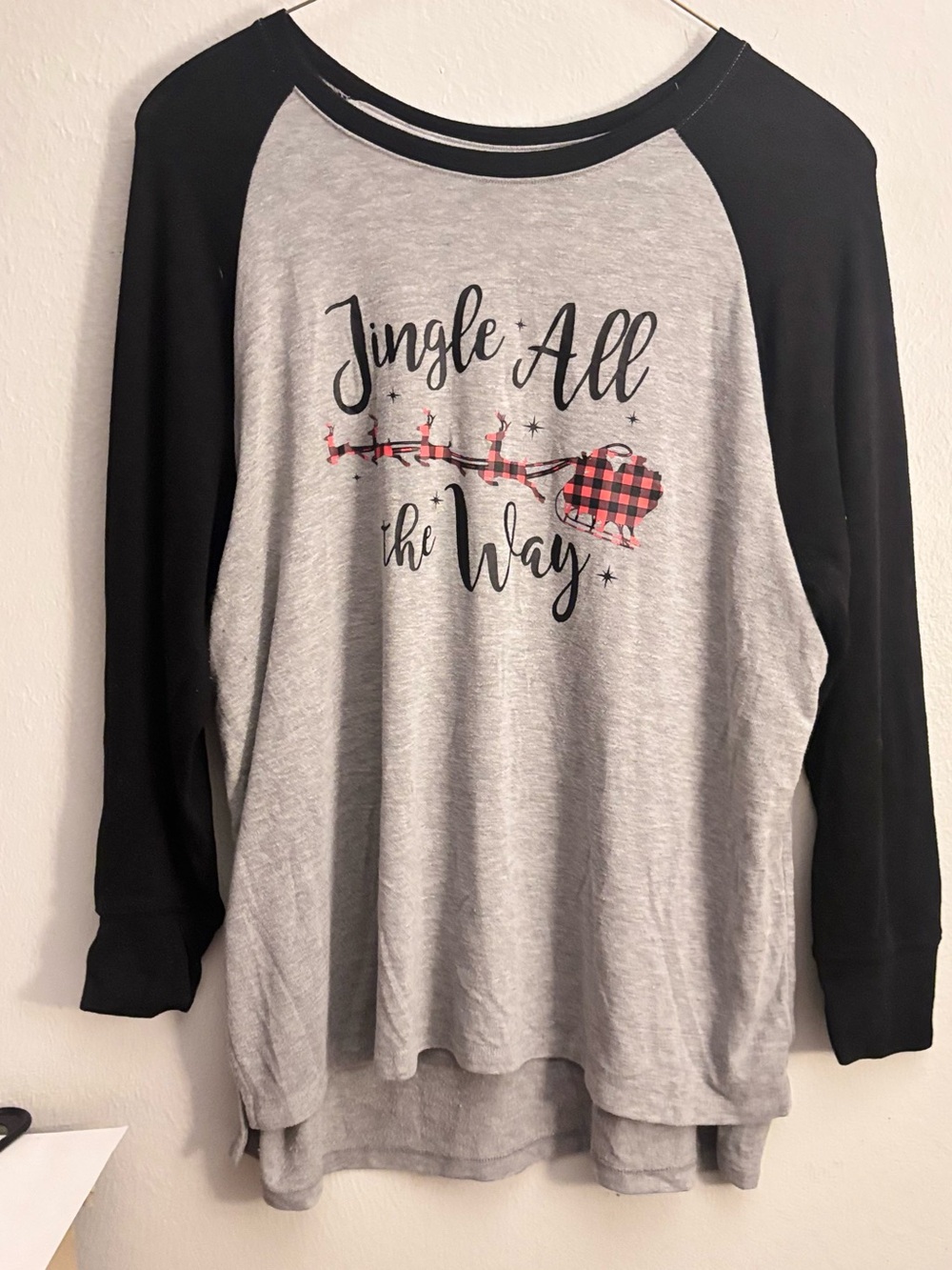 State of Mind Gray & Black Raglan Graphic (jingle all the way) Tee